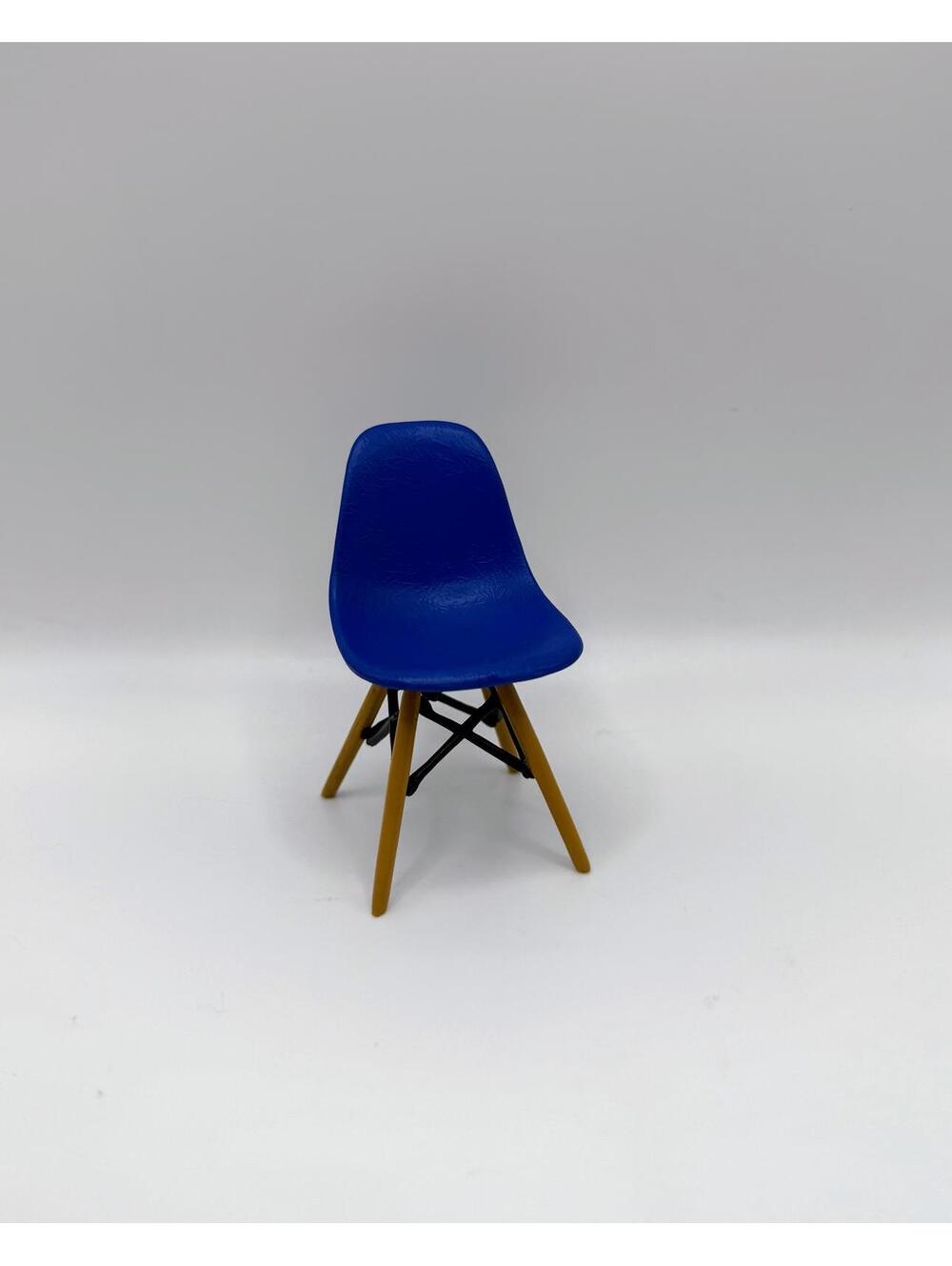 1:12 Scale Miniature Mid Century Modern MCM Chair, Eiffel Tower Blue
